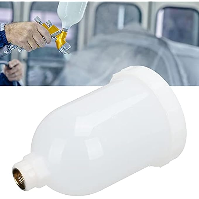 SORANDY 300ML HIGH CAPACITY UPPER PLASTIC SPRAY GUNS CUP REPLACEMENT POT CONTAINER FOR PAINT SPRAYER ACCESSORIES, STAINLESS STEEL THREADED JOINTS, FOR SPRAY GUNS, PLASTIC + STAINLESS STEEL - Image 3